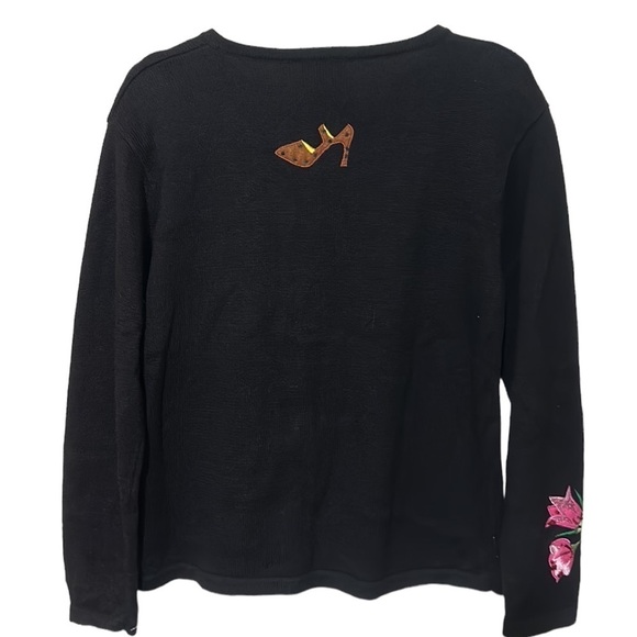 Morgan Cole Vintage Cardigan Black Embroidered- Sequins Size Medium NWT - Picture 2 of 13